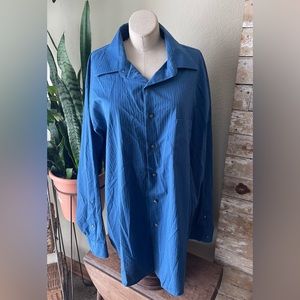 Jerry J Garcia Shirt Mens 2XL Blue Stripe Long Sleeve Button Up 18.5 36/37